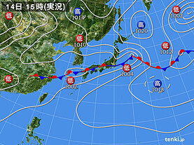 実況天気図(2021年08月14日)