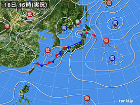 実況天気図(2021年08月18日)