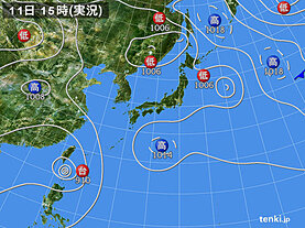 実況天気図(2021年09月11日)