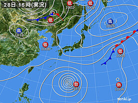 実況天気図(2021年09月28日)