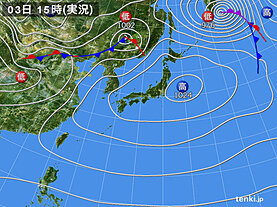 実況天気図(2021年10月03日)