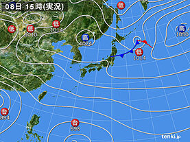 実況天気図(2021年10月08日)