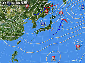 実況天気図(2021年10月14日)