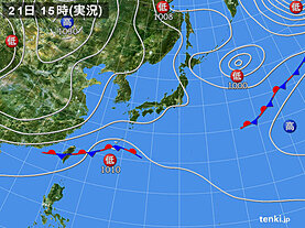 実況天気図(2021年10月21日)