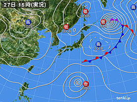 実況天気図(2021年10月27日)