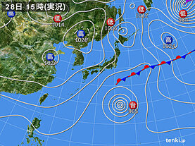 実況天気図(2021年10月28日)