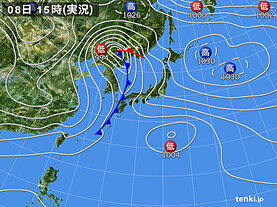 実況天気図(2021年11月08日)