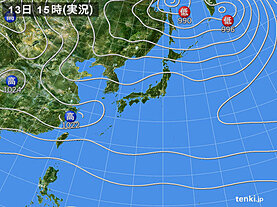 実況天気図(2021年11月13日)