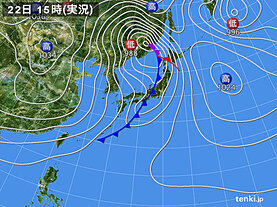 実況天気図(2021年11月22日)