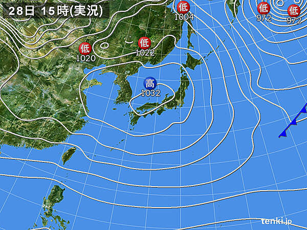 実況天気図(2021年11月28日)