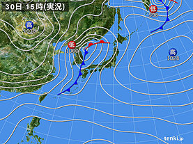 実況天気図(2021年11月30日)