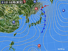 実況天気図(2021年12月01日)