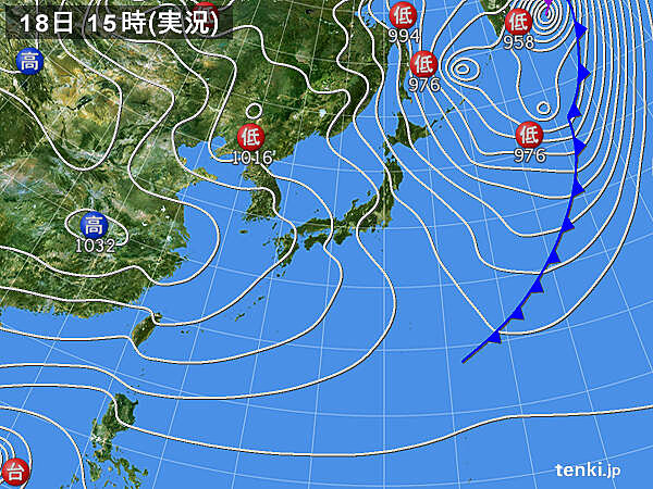 実況天気図(2021年12月18日)