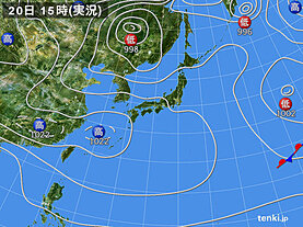 実況天気図(2021年12月20日)