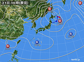 実況天気図(2021年12月21日)