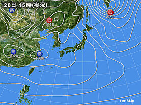 実況天気図(2021年12月28日)