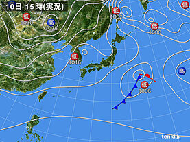 実況天気図(2022年01月10日)