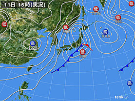 実況天気図(2022年01月11日)