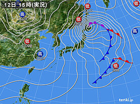 実況天気図(2022年01月12日)