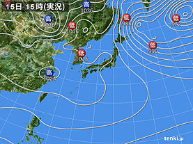 実況天気図(2022年01月15日)