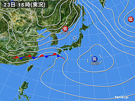 実況天気図(2022年01月23日)