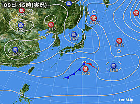 実況天気図(2022年02月09日)