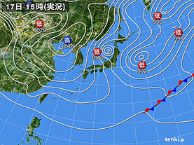 実況天気図(2022年02月17日)