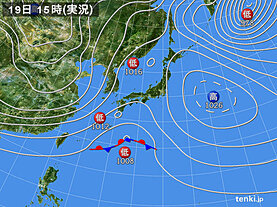 実況天気図(2022年02月19日)