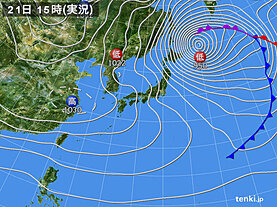実況天気図(2022年02月21日)