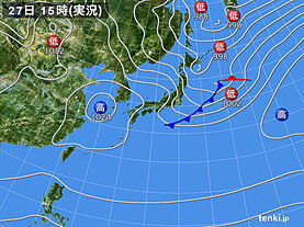 実況天気図(2022年02月27日)