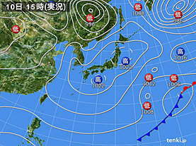 実況天気図(2022年03月10日)