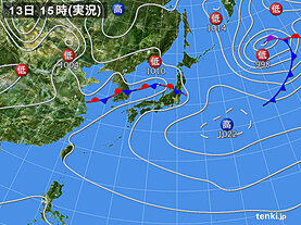 実況天気図(2022年03月13日)