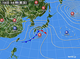 実況天気図(2022年03月18日)