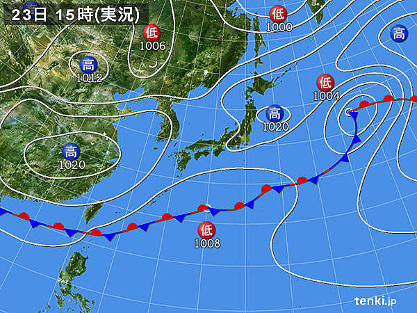 実況天気図(2022年03月23日)