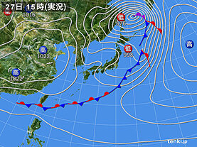 実況天気図(2022年03月27日)