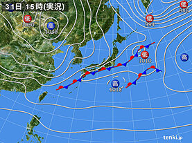 実況天気図(2022年03月31日)