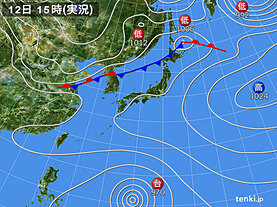 実況天気図(2022年04月12日)