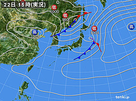 実況天気図(2022年04月22日)