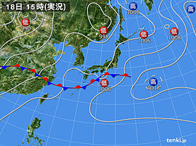 実況天気図(2022年06月18日)