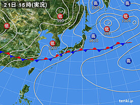 実況天気図(2022年06月21日)