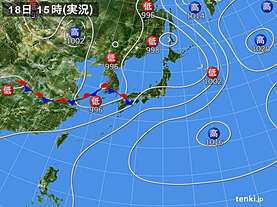 実況天気図(2022年07月18日)