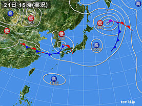 実況天気図(2022年07月21日)