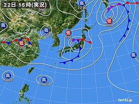 実況天気図(2022年07月22日)