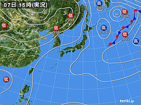 実況天気図(2022年08月07日)