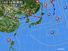 実況天気図(2022年08月15日)