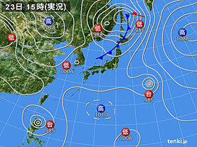 実況天気図(2022年08月23日)