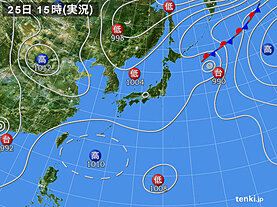 実況天気図(2022年08月25日)