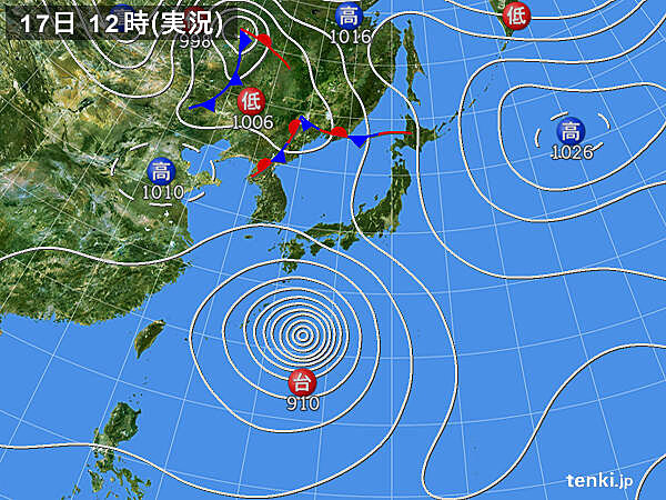 過去の実況天気図 22年09月17日 日本気象協会 Tenki Jp