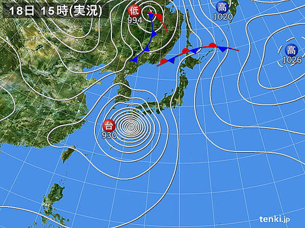 過去の実況天気図(2022年09月18日) - 日本気象協会 tenki.jp