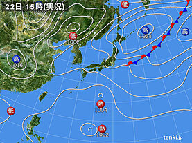 実況天気図(2022年09月22日)